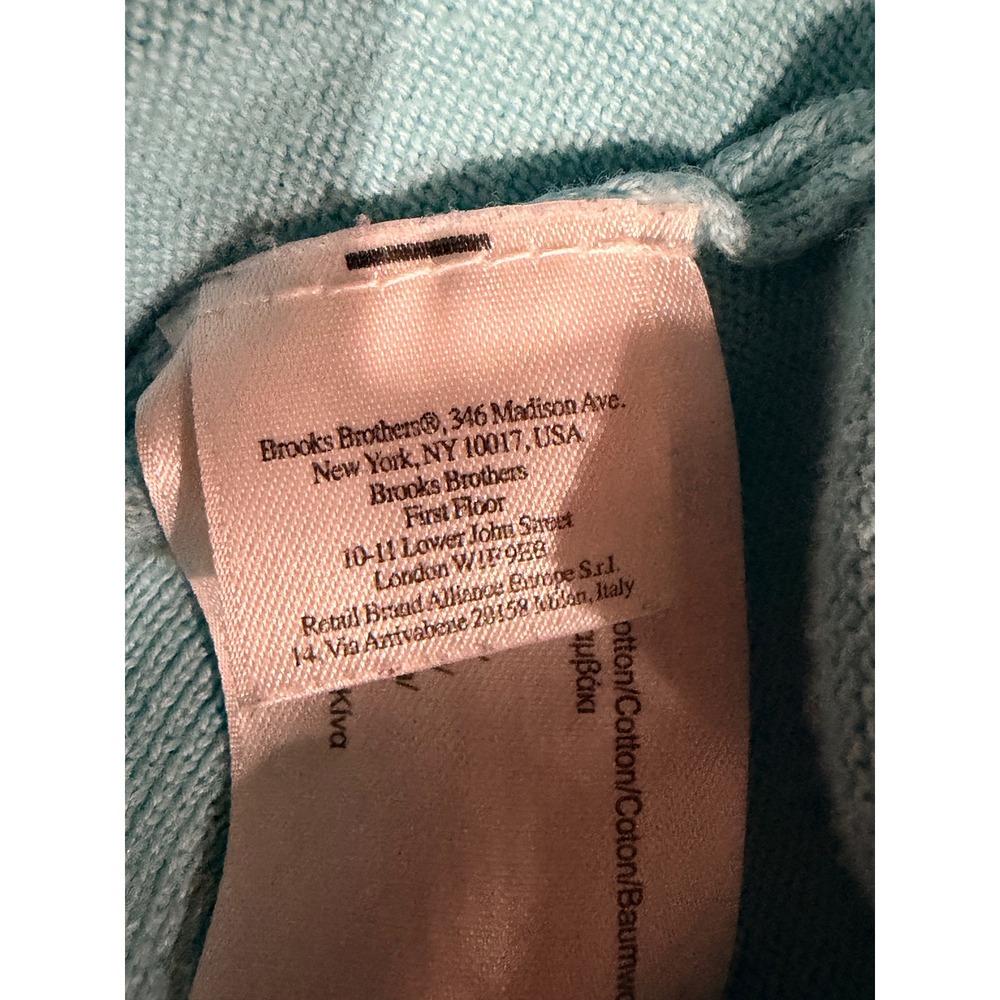 Preppy Brooks Brothers 346 Turquoise Supima Cotton V-Neck Cardigan Sweater Sz L - Picture 4 of 7